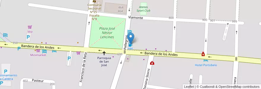 Mapa de ubicacion de YPF en Argentinië, Chili, Mendoza, Departamento Guaymallén, Distrito San José.