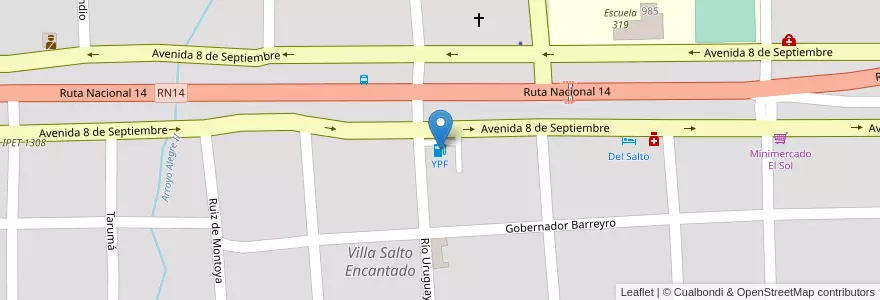 Mapa de ubicacion de YPF en 아르헨티나, Misiones, Departamento Cainguás, Municipio De Aristóbulo Del Valle, Villa Salto Encantado.