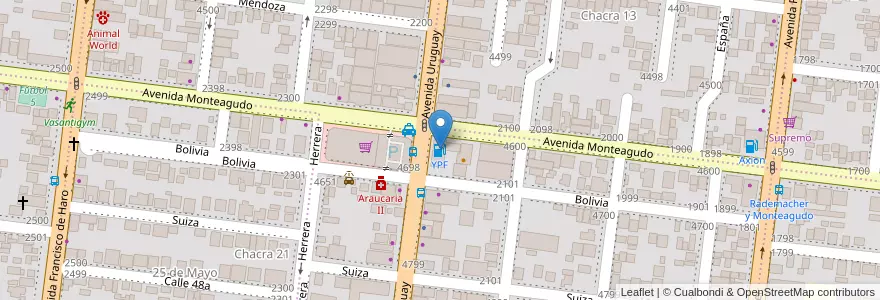 Mapa de ubicacion de YPF en Аргентина, Misiones, Departamento Capital, Municipio De Posadas, Posadas.