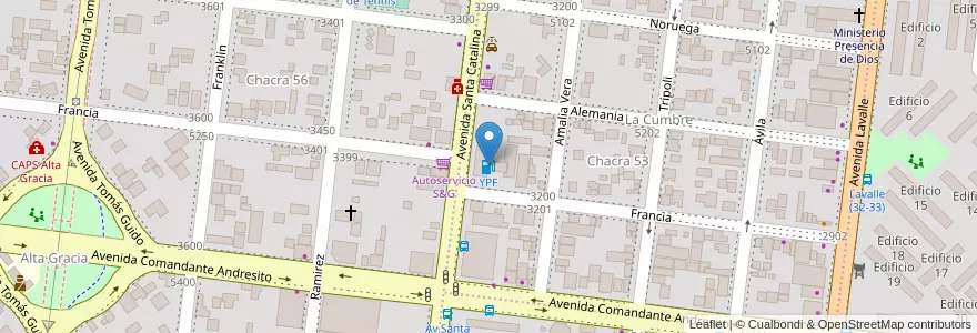 Mapa de ubicacion de YPF en Arjantin, Misiones, Departamento Capital, Municipio De Posadas, Posadas.