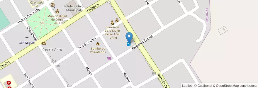 Mapa de ubicacion de YPF en アルゼンチン, ミシオネス州, Departamento Leandro N. Alem, Municipio De Cerro Azul, Cerro Azul.