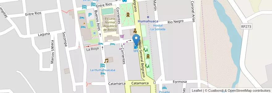 Mapa de ubicacion de YPF en アルゼンチン, フフイ州, Departamento Humahuaca, Municipio De Humahuaca, Humahuaca.