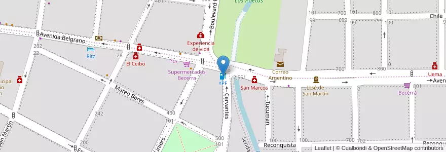 Mapa de ubicacion de YPF en Arjantin, Córdoba, Departamento Santa María, Pedanía Alta Gracia, Municipio De Alta Gracia, Alta Gracia.