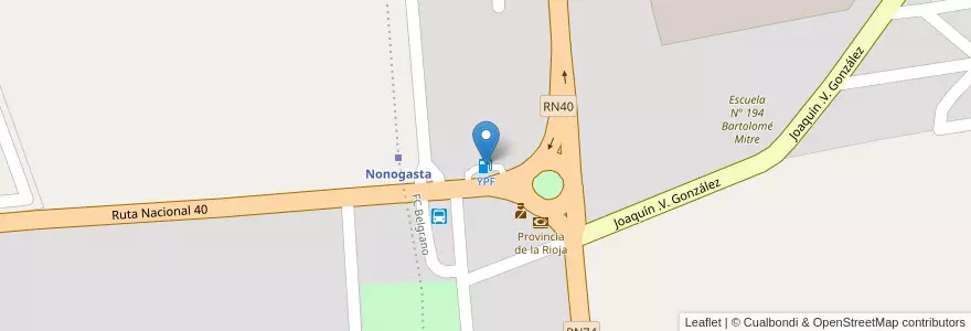 Mapa de ubicacion de YPF en Arjantin, La Rioja, Departamento Chilecito, Nonogasta.