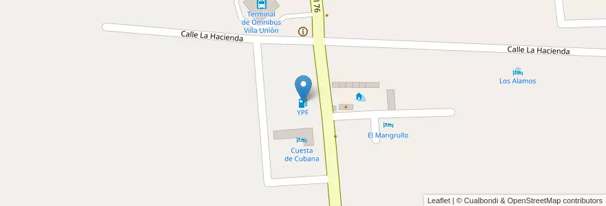 Mapa de ubicacion de YPF en Argentinien, Chile, La Rioja, Coronel Felipe Varela.