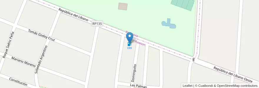 Mapa de ubicacion de YPF en Arjantin, San Juan, Şili, Rawson.