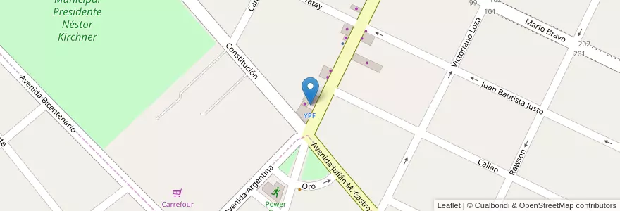 Mapa de ubicacion de YPF en Argentinië, Buenos Aires, Partido De Merlo, Merlo.