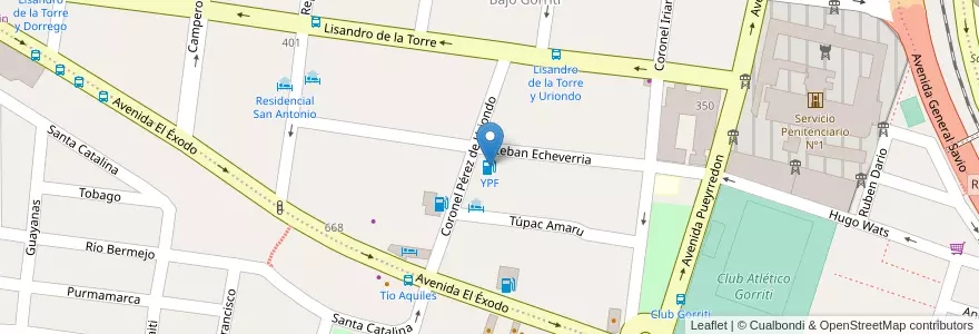 Mapa de ubicacion de YPF en آرژانتین, Jujuy, Departamento Doctor Manuel Belgrano, Municipio De San Salvador De Jujuy.