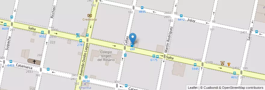 Mapa de ubicacion de YPF en Argentina, Santa Fe, Departamento Rosario, Municipio De Rosario, Rosario.