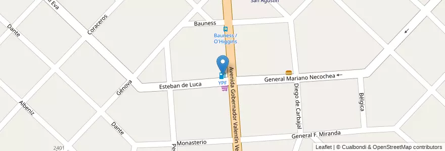 Mapa de ubicacion de YPF en 阿根廷, 布宜诺斯艾利斯省, Partido De Hurlingham, Hurlingham.