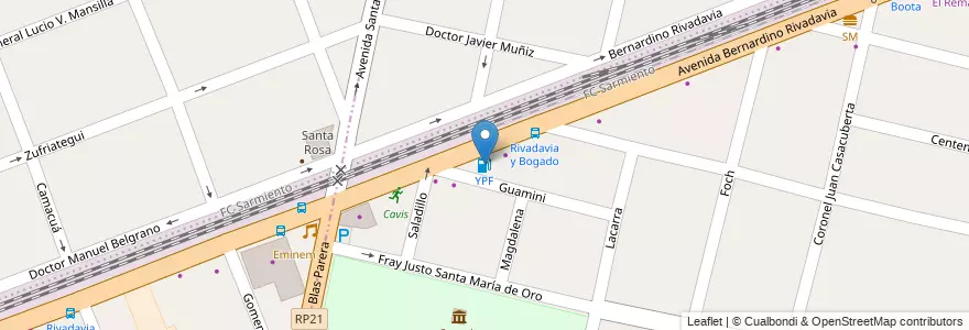 Mapa de ubicacion de YPF en Arjantin, Buenos Aires, Partido De Morón, Castelar.