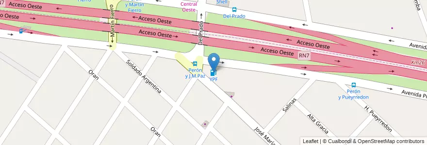 Mapa de ubicacion de YPF en Argentina, Buenos Aires, Partido De Ituzaingó.