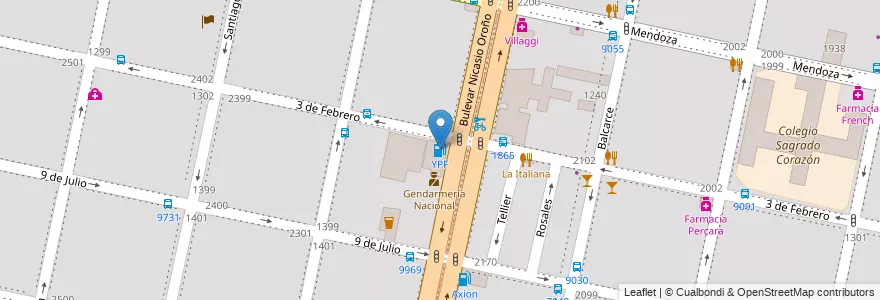 Mapa de ubicacion de YPF en Argentine, Santa Fe, Departamento Rosario, Municipio De Rosario, Rosario.