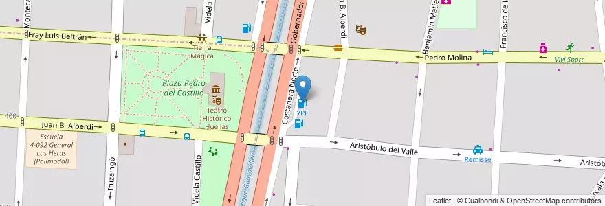 Mapa de ubicacion de YPF en Arjantin, Şili, Mendoza, Departamento Capital, Departamento Guaymallén, Ciudad De Mendoza.