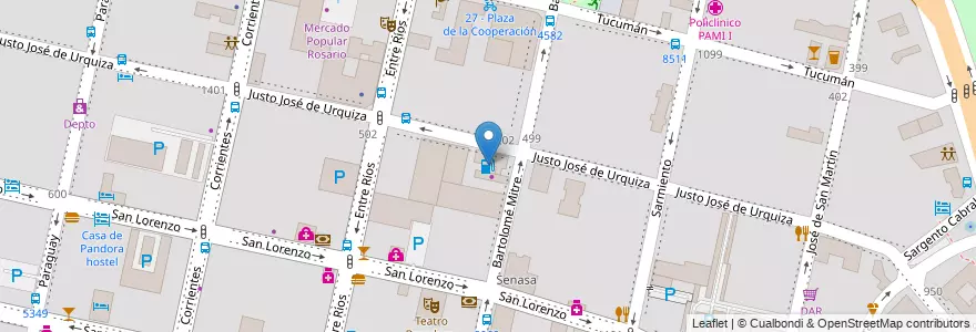 Mapa de ubicacion de YPF en آرژانتین, سانتافه, Departamento Rosario, Municipio De Rosario, تسبیح.