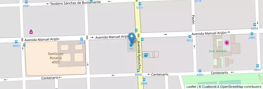 Mapa de ubicacion de YPF en Аргентина, Санта-Фе, Departamento Rosario, Municipio De Rosario, Росарио.