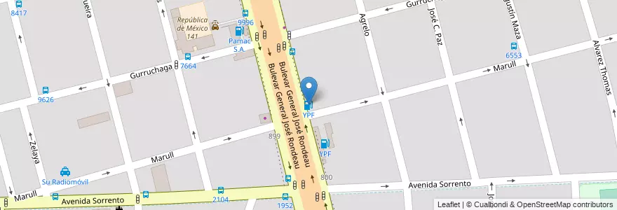 Mapa de ubicacion de YPF en Argentina, Santa Fe, Departamento Rosario, Municipio De Rosario, Rosário.