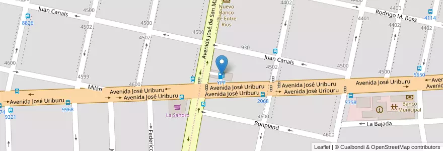 Mapa de ubicacion de YPF en Argentinië, Santa Fe, Departamento Rosario, Municipio De Rosario, Rosario.