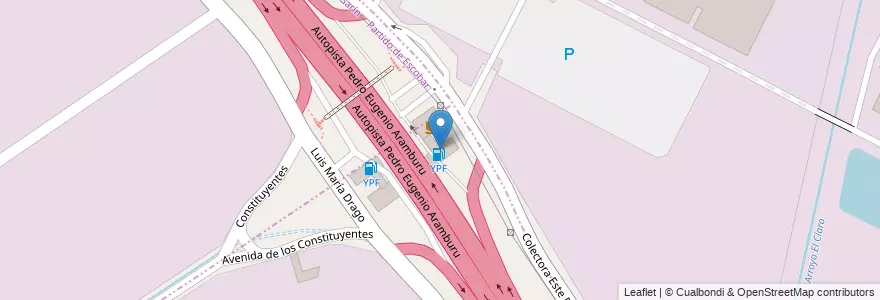 Mapa de ubicacion de YPF en Argentina, Buenos Aires, Partido De Malvinas Argentinas, El Triángulo, Ricardo Rojas.
