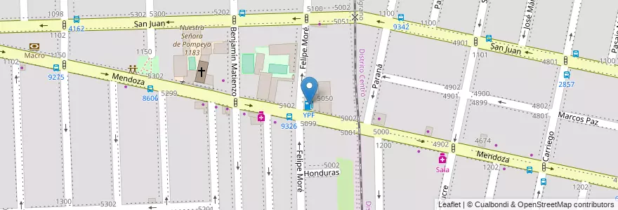 Mapa de ubicacion de YPF en Argentinië, Santa Fe, Departamento Rosario, Municipio De Rosario, Rosario.