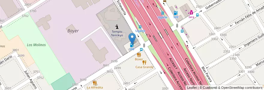 Mapa de ubicacion de YPF en Argentinië, Buenos Aires, Partido De Vicente López, Vicente López.