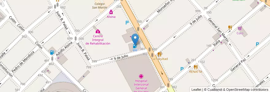 Mapa de ubicacion de YPF en 아르헨티나, 부에노스아이레스주, Partido De Avellaneda, Avellaneda.