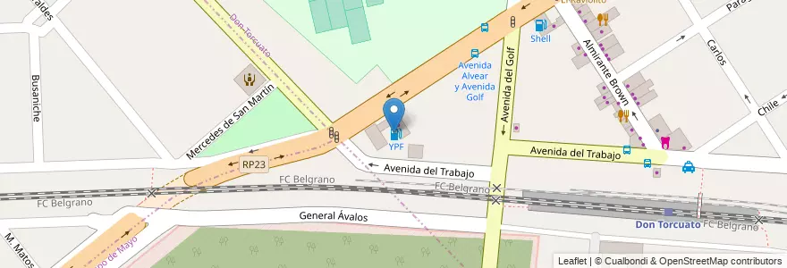 Mapa de ubicacion de YPF en Arjantin, Buenos Aires, Don Torcuato.