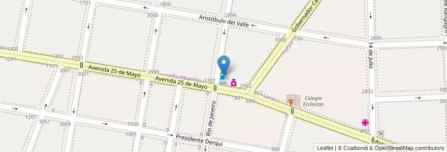 Mapa de ubicacion de YPF en アルゼンチン, ブエノスアイレス州, Partido De Lanús, Lanús Oeste.