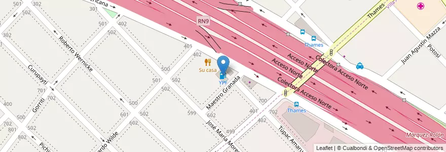 Mapa de ubicacion de YPF en الأرجنتين, بوينس آيرس, Partido De San Isidro, Boulogne Sur Mer.