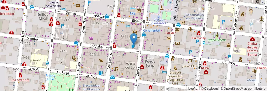 Mapa de ubicacion de YPF ACA en アルゼンチン, ミシオネス州, Departamento Capital, Municipio De Posadas, Posadas.
