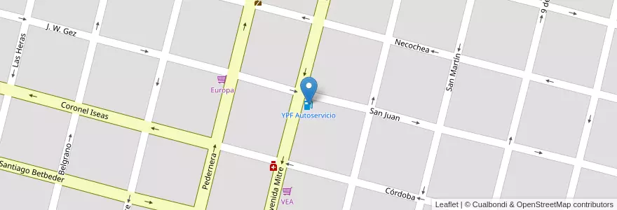 Mapa de ubicacion de YPF Autoservicio en Arjantin, San Luis, General Pedernera, Villa Mercedes, Municipio De Villa Mercedes.
