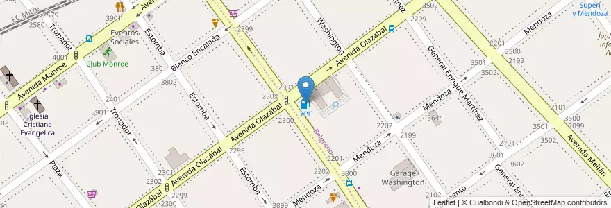 Mapa de ubicacion de YPF, Belgrano en Arjantin, Ciudad Autónoma De Buenos Aires, Comuna 12, Buenos Aires.