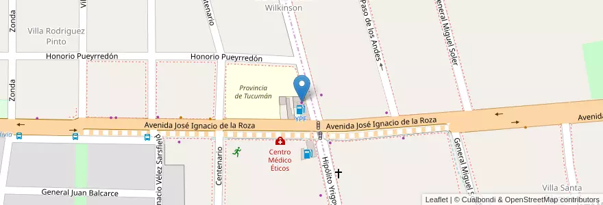 Mapa de ubicacion de YPF Full en Argentinien, San Juan, Chile, Rivadavia.