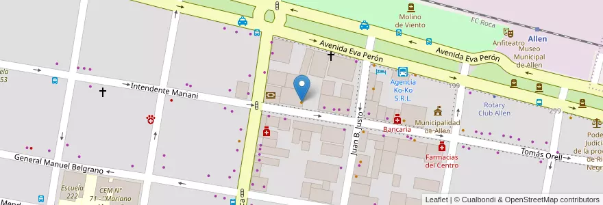 Mapa de ubicacion de YPF Serviclub en Аргентина, Чили, Рио-Негро, Municipio De Allen, Departamento General Roca.