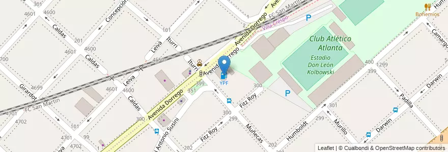 Mapa de ubicacion de YPF, Villa Crespo en アルゼンチン, Ciudad Autónoma De Buenos Aires, ブエノスアイレス, Comuna 15.