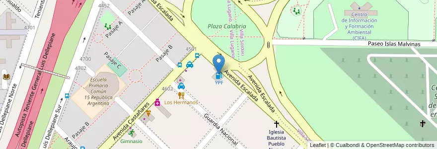 Mapa de ubicacion de YPF, Villa Lugano en Argentina, Ciudad Autónoma De Buenos Aires, Buenos Aires, Comuna 8.