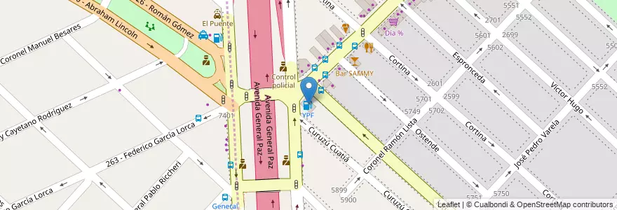 Mapa de ubicacion de YPF, Villa Real en Argentine, Province De Buenos Aires, Partido De Tres De Febrero.