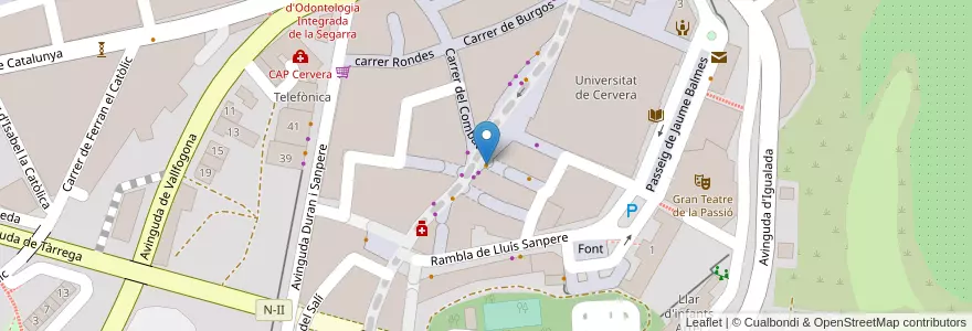 Mapa de ubicacion de Yuanwei en 스페인, Catalunya, 레리다, Segarra, Cervera.