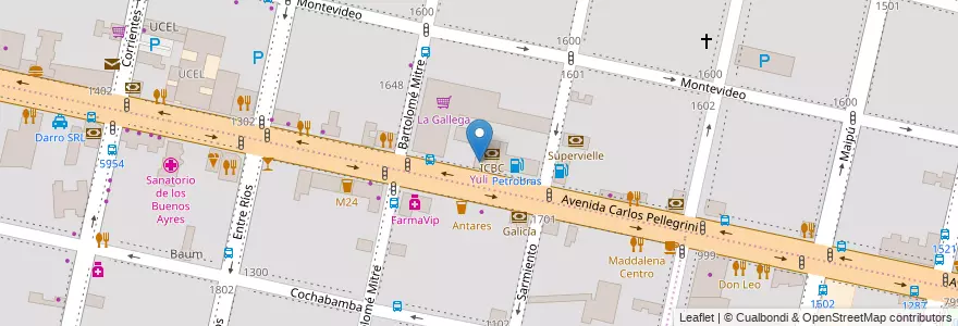 Mapa de ubicacion de Yuli en Аргентина, Санта-Фе, Departamento Rosario, Municipio De Rosario, Росарио.