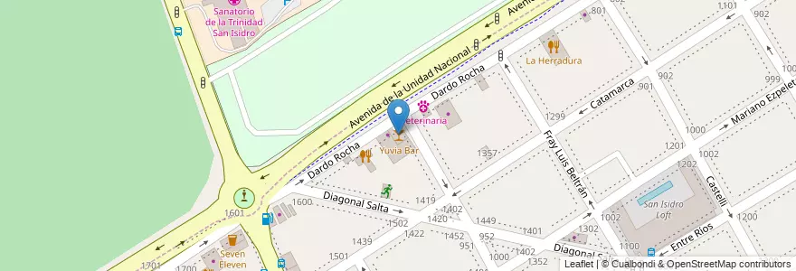 Mapa de ubicacion de Yuvia Bar en Argentina, Buenos Aires, Partido De San Isidro.