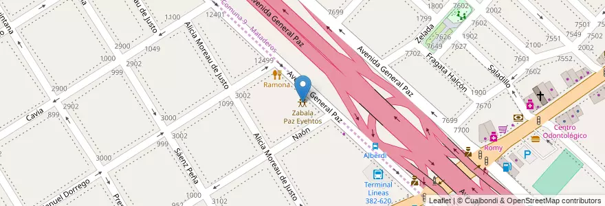 Mapa de ubicacion de Zabala Paz Eventos en Argentina, Buenos Aires, Lomas Del Mirador.