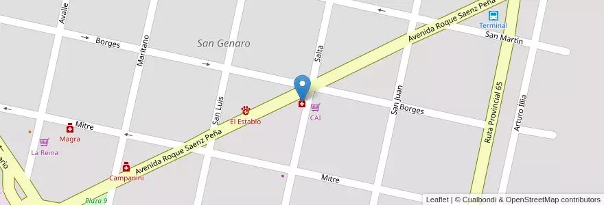 Mapa de ubicacion de Zallocco en Argentinië, Santa Fe, Departamento San Jerónimo, Municipio De San Genaro, San Genaro.