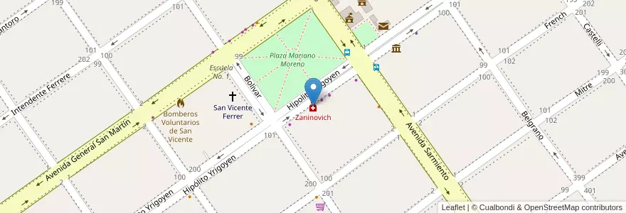 Mapa de ubicacion de Zaninovich en Arjantin, Buenos Aires, Partido De San Vicente.