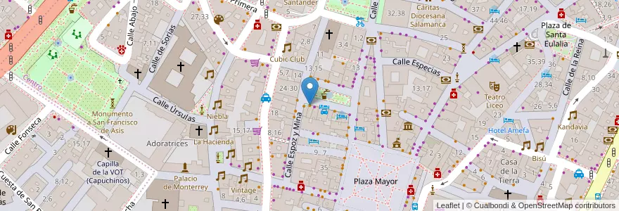 Mapa de ubicacion de Zazu Bistro en 스페인, Castilla Y León, Salamanca, Campo De Salamanca, Salamanca.