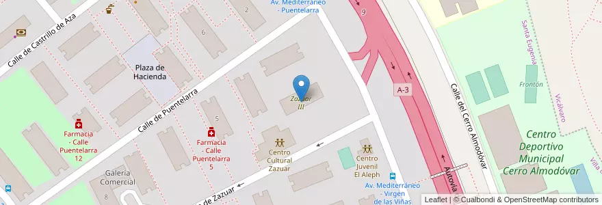 Mapa de ubicacion de Zazuar III en Испания, Мадрид, Мадрид, Área Metropolitana De Madrid Y Corredor Del Henares, Мадрид.