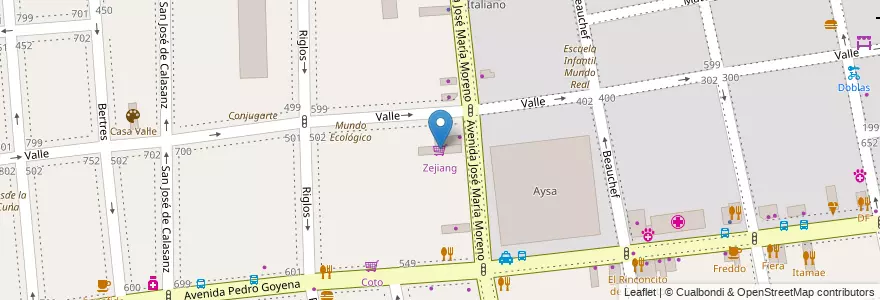 Mapa de ubicacion de Zejiang, Caballito en 阿根廷, Ciudad Autónoma De Buenos Aires, 布宜诺斯艾利斯, Comuna 6.