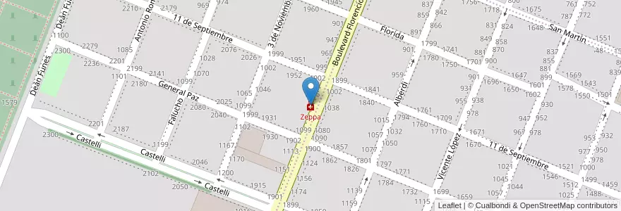 Mapa de ubicacion de Zeppa en Arjantin, Buenos Aires, Partido De Pergamino.