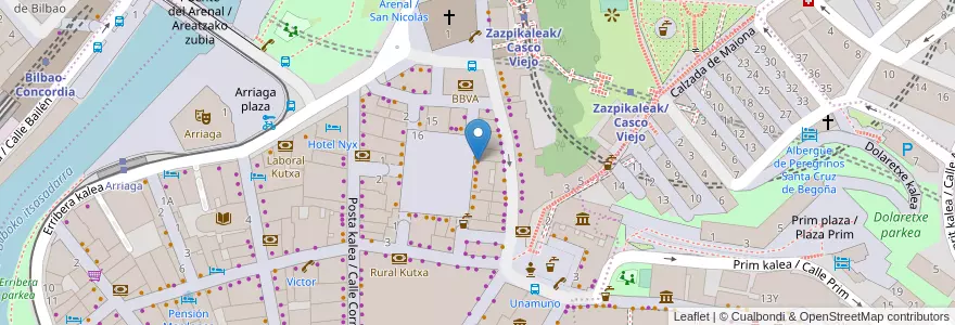 Mapa de ubicacion de Zezen Gorri en Испания, Страна Басков, Bizkaia, Bilboaldea, Бильбао.
