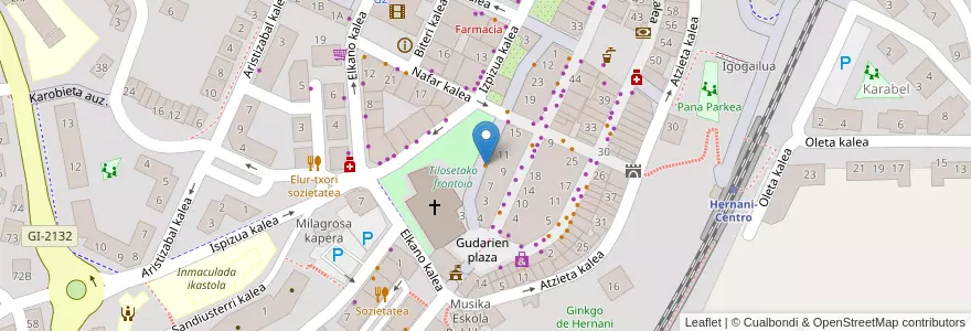 Mapa de ubicacion de Zintzarri en 西班牙, 巴斯克, Gipuzkoa, Donostialdea, Hernani.
