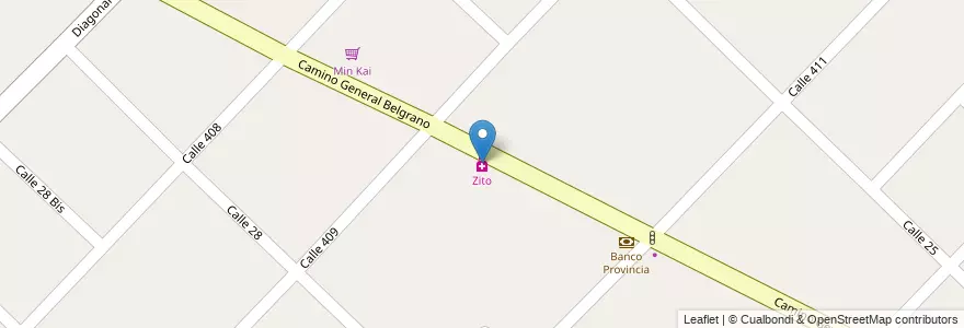 Mapa de ubicacion de Zito, Villa Elisa en 阿根廷, 布宜诺斯艾利斯省, Partido De La Plata, Villa Elisa.